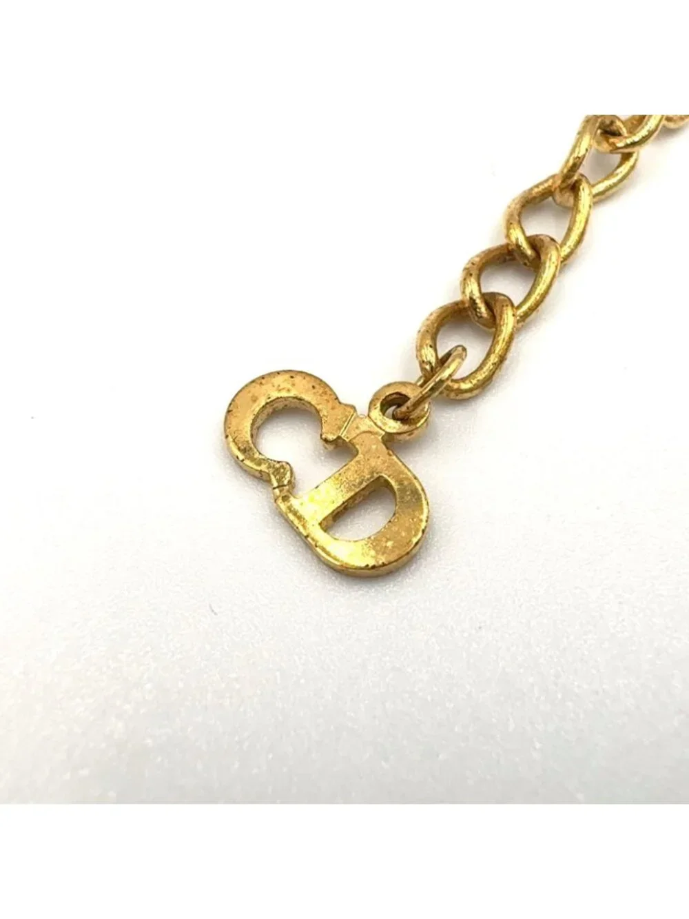 Dior CD Logo Rhinestone Clear Gold Necklace